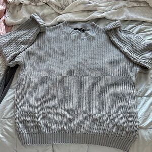 Elegant Off-the-Shoulder Gray Sweater